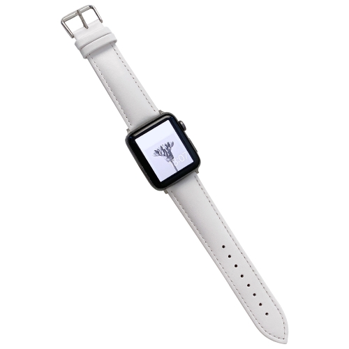 

Glossy Leather Watchband For Apple Watch Series 7 41mm / 6&SE&5&4 40mm / 3&2&1 38mm(White)