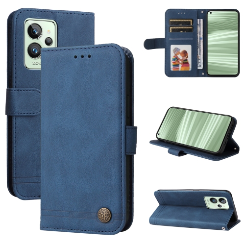 

For OPPO Realme GT2 Pro Skin Feel Life Tree Metal Button Horizontal Flip Leather Case(Blue)