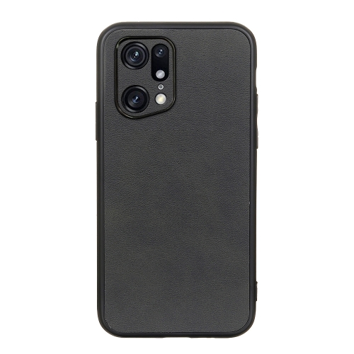 

For OPPO Find X5 Accurate Hole Two-color Calf Texture PU Phone Case(Black)