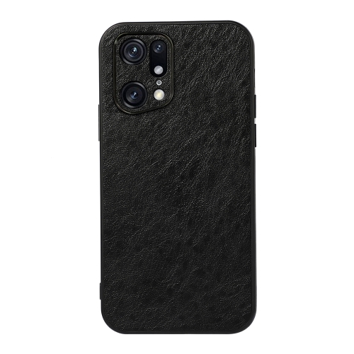 

For OPPO Find X5 Accurate Hole Crazy Horse Texture PU Phone Case(Black)