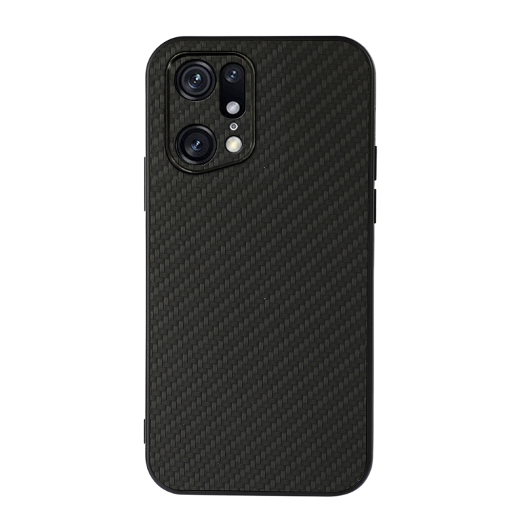 

For OPPO Find X5 Accurate Hole Carbon Fiber Texture PU Phone Case(Black)