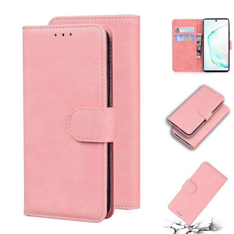 

For Samsung Galaxy Note10 Skin Feel Pure Color Flip Leather Phone Case(Pink)