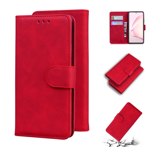 

For Samsung Galaxy Note 10 Lite / A81 Skin Feel Pure Color Flip Leather Phone Case(Red)