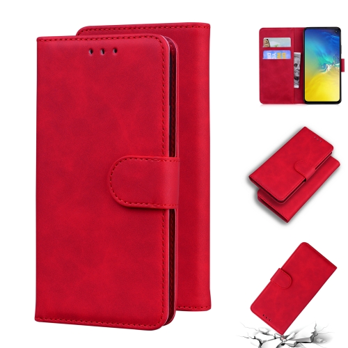 

For Samsung Galaxy S10e Skin Feel Pure Color Flip Leather Phone Case(Red)