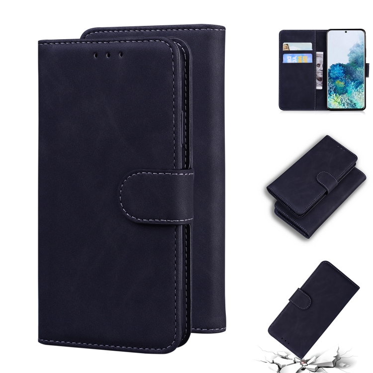 

For Samsung Galaxy S20 Skin Feel Pure Color Flip Leather Phone Case(Black)