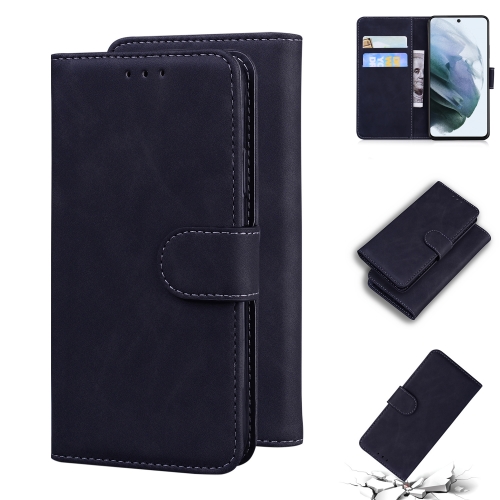 

For Samsung Galaxy S21 FE 5G Skin Feel Pure Color Flip Leather Phone Case(Black)