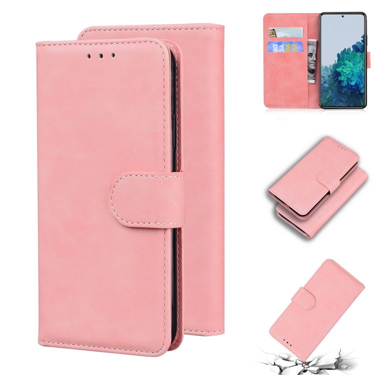 

For Samsung Galaxy S21+ 5G Skin Feel Pure Color Flip Leather Phone Case(Pink)