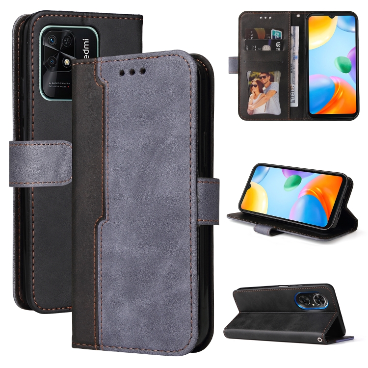

For Xiaomi Redmi 10C / Redmi 10 India Stitching-Color Horizontal Flip Leather Case(Grey)