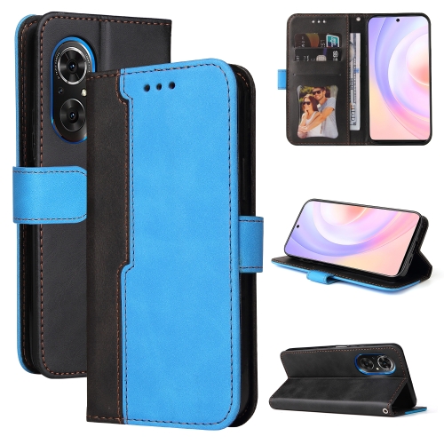

For Honor 50 SE/Huawei Nova 9 SE Stitching-Color Horizontal Flip Leather Case(Blue)
