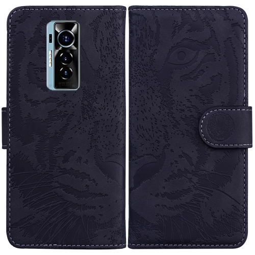 

For Tecno Phantom X Tiger Embossing Pattern Horizontal Flip Leather Phone Case(Black)