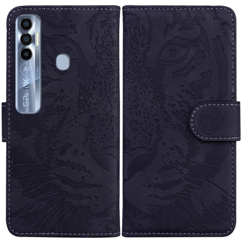 

For Tecno Spark 7 Pro Tiger Embossing Pattern Horizontal Flip Leather Phone Case(Black)