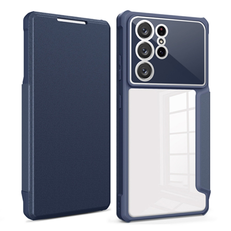 

For Samsung Galaxy S21 Ultra 5G Magnetic Flip Leather Phone Case(Blue)