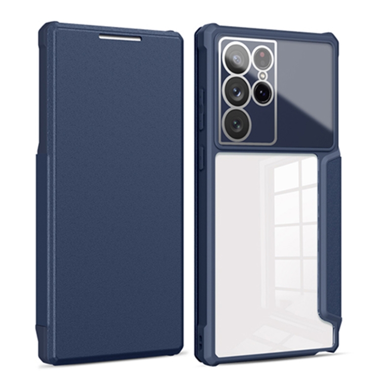 

For Samsung Galaxy S22 Ultra 5G Magnetic Flip Leather Phone Case(Blue)