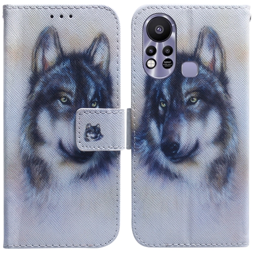 

For Infinix Hot 11s X6812 Coloured Drawing Leather Phone Case(White Wolf)