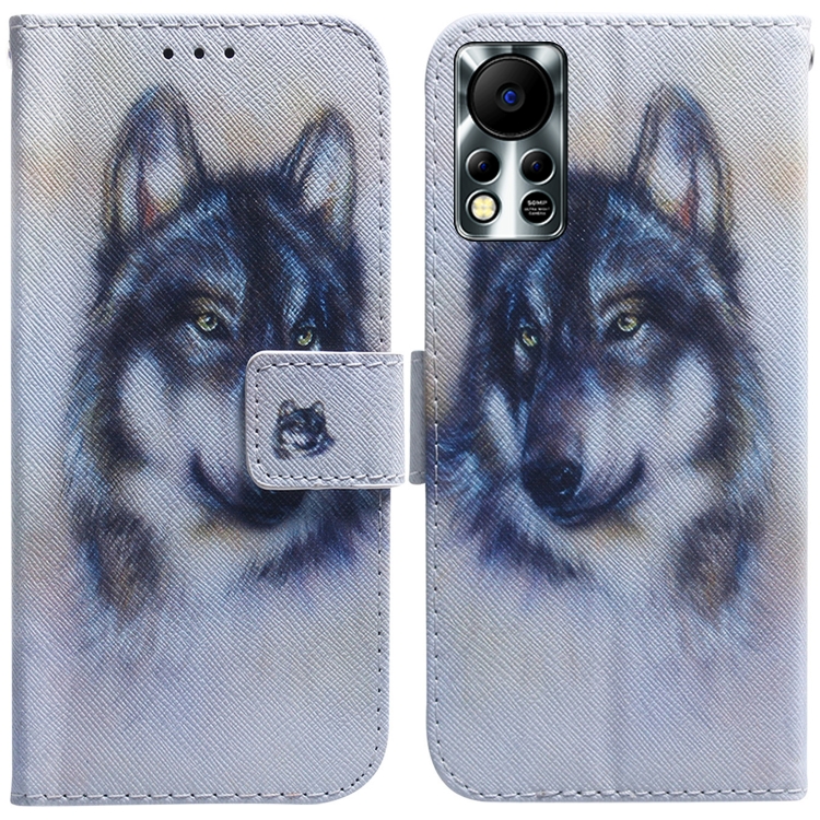 

For Infinix Hot 11S NFC X6812B Coloured Drawing Leather Phone Case(White Wolf)