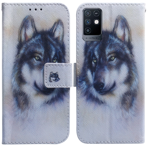 

For Infinix Note 10 X693 Coloured Drawing Leather Phone Case(White Wolf)