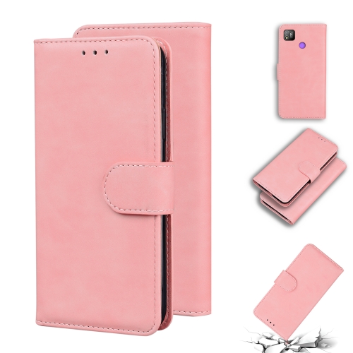 

For Tecno Pop 4 Skin Feel Pure Color Flip Leather Phone Case(Pink)