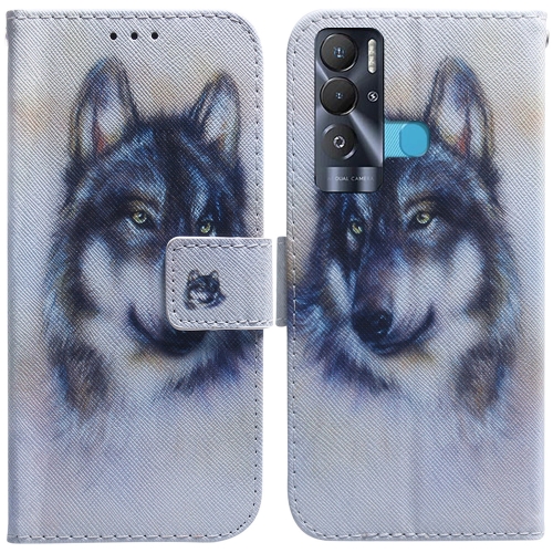 

For Tecno Pova Neo LE6 Coloured Drawing Leather Phone Case(White Wolf)