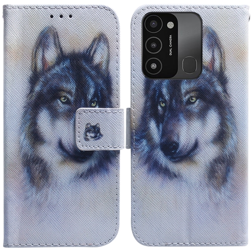 

For Tecno Spark Go 2022 / Spark 8C Coloured Drawing Leather Phone Case(White Wolf)