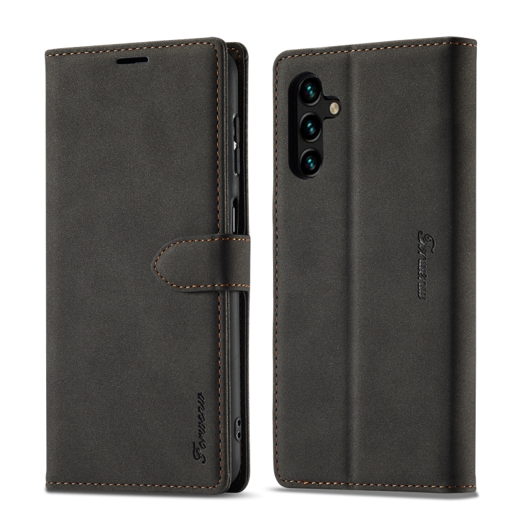 

For Samsung Galaxy A13 5G Forwenw F1 Series Matte Strong Magnetism Leather Phone Case(Black)