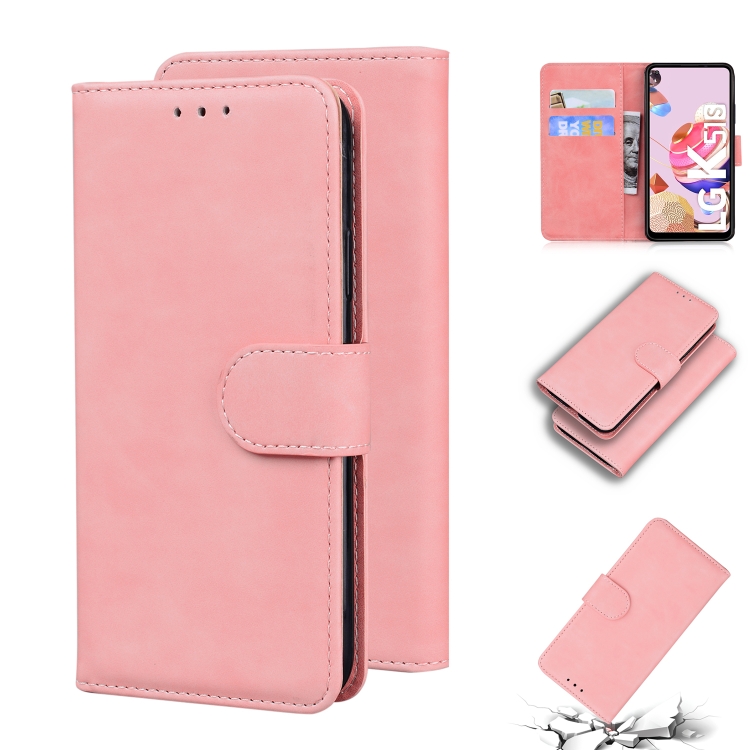 

For LG K41S / K51S Skin Feel Pure Color Flip Leather Phone Case(Pink)