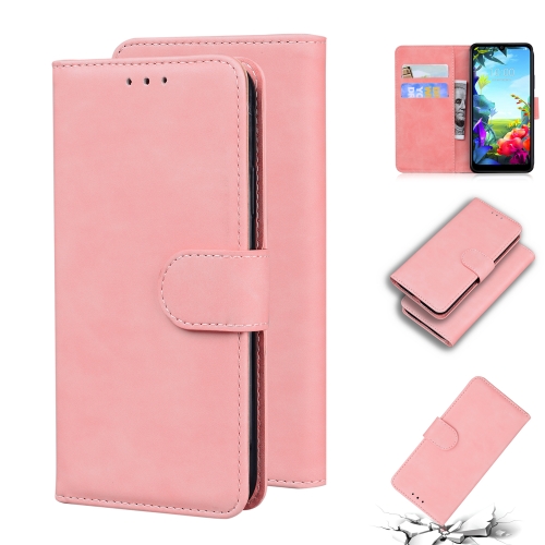 

For LG K40S Skin Feel Pure Color Flip Leather Phone Case(Pink)