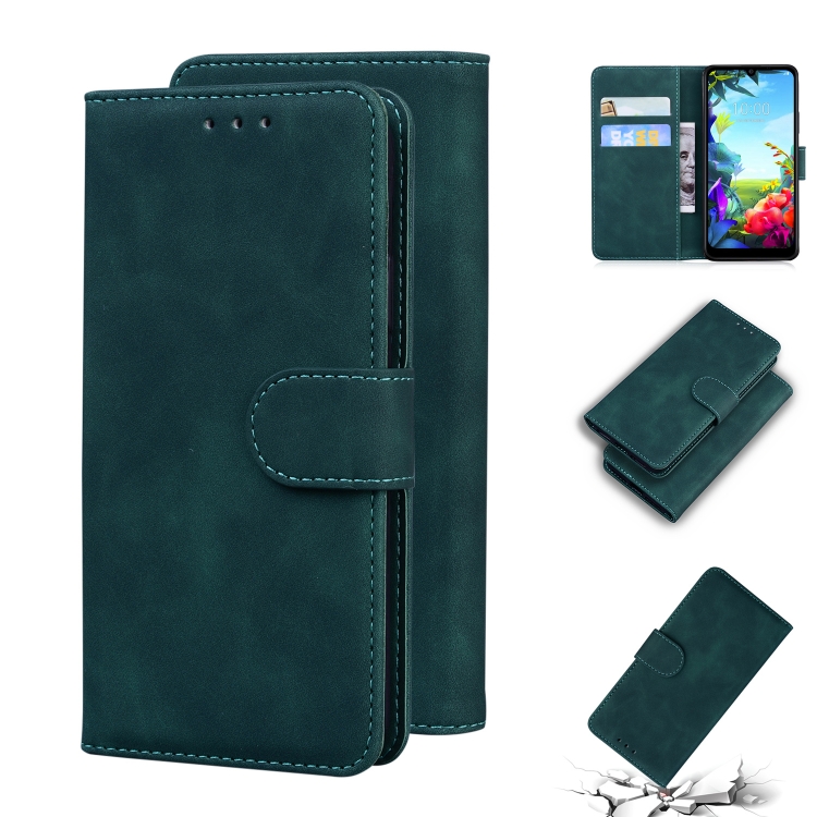 For LG K40S Skin Feel Pure Color Flip Leather Phone Case(Green)