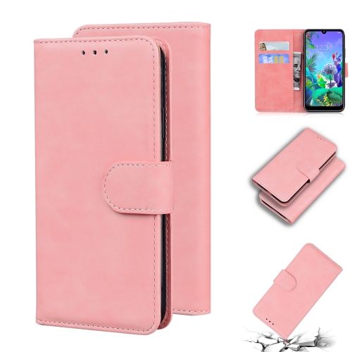 

For LG K50 / Q60 Skin Feel Pure Color Flip Leather Phone Case(Pink)