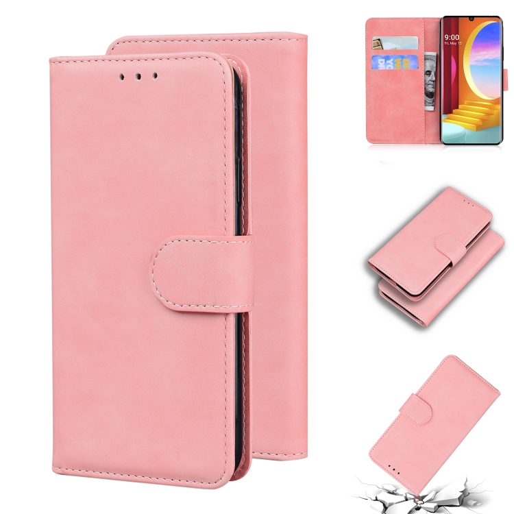 

For LG Velvet / G9 Skin Feel Pure Color Flip Leather Phone Case(Pink)