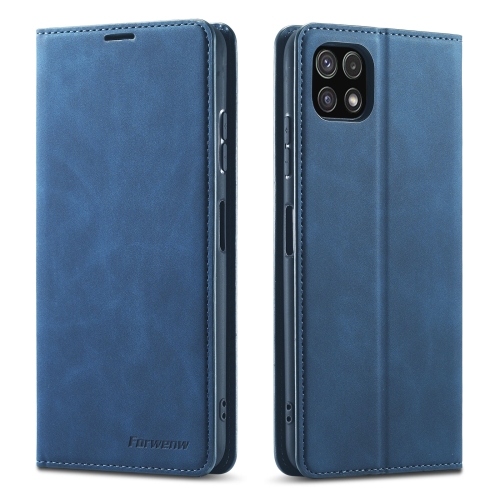 

For Samsung Galaxy A22 5G Forwenw Dream Series Oil Edge Strong Magnetism Leather Phone Case(Blue)