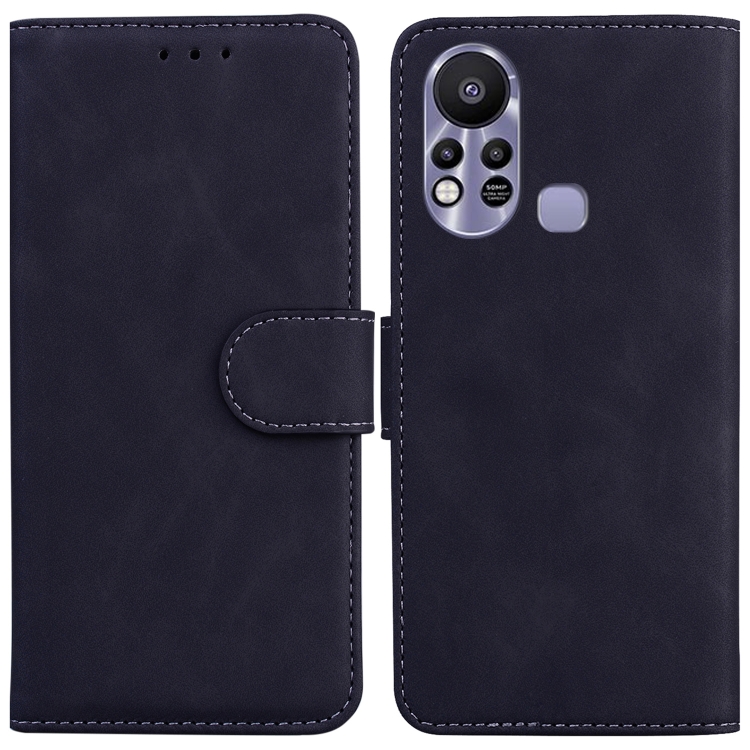 

For Infinix Hot 11s X6812 Skin Feel Pure Color Flip Leather Phone Case(Black)