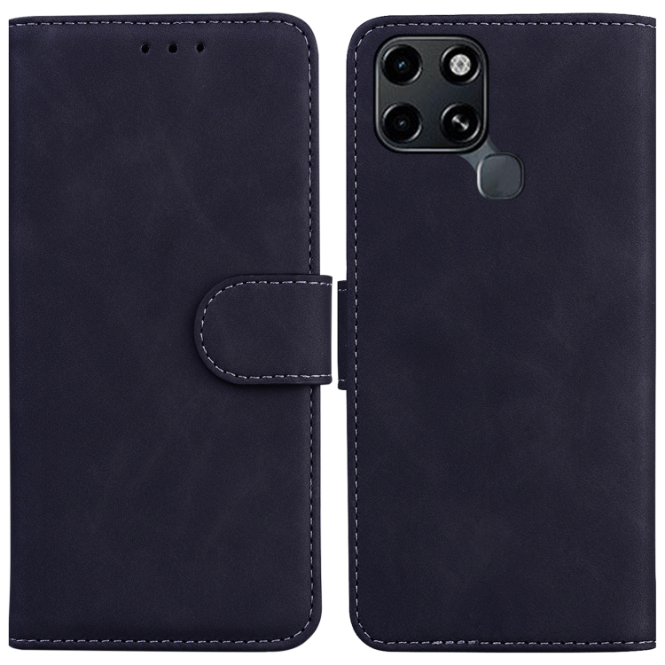 

For Infinix Smart 6 Skin Feel Pure Color Flip Leather Phone Case(Black)