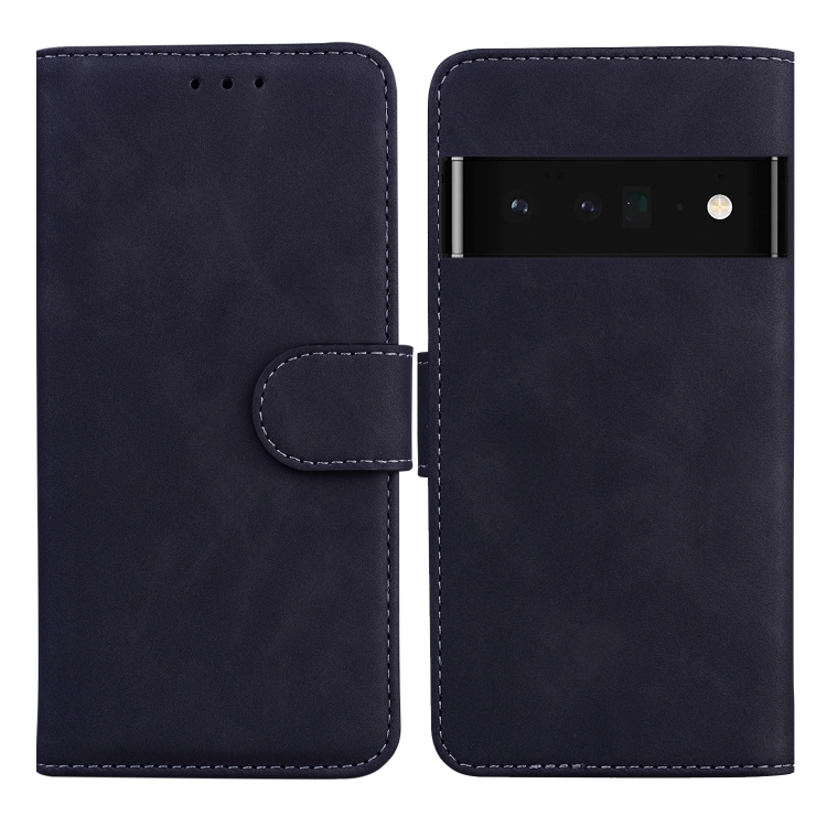 

For Google Pixel 6 Pro Skin Feel Pure Color Flip Leather Phone Case(Black)
