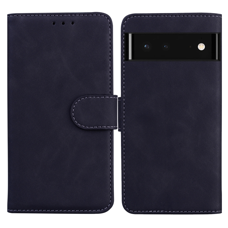 

For Google Pixel 6 Skin Feel Pure Color Flip Leather Phone Case(Black)