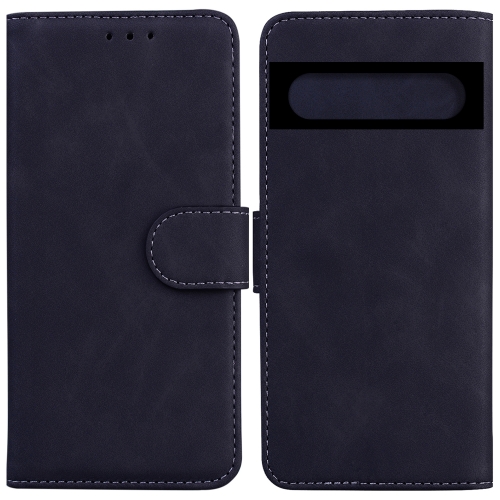 

For Google Pixel 7 5G Skin Feel Pure Color Flip Leather Phone Case(Black)