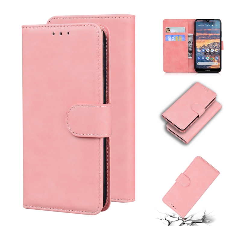 

For Nokia 4.2 Skin Feel Pure Color Flip Leather Phone Case(Pink)