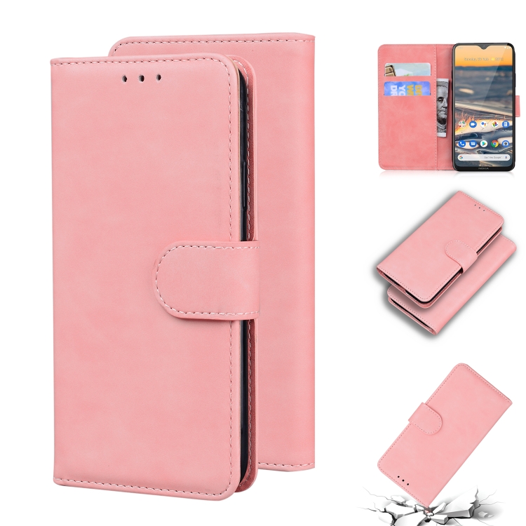 

For Nokia 5.3 Skin Feel Pure Color Flip Leather Phone Case(Pink)