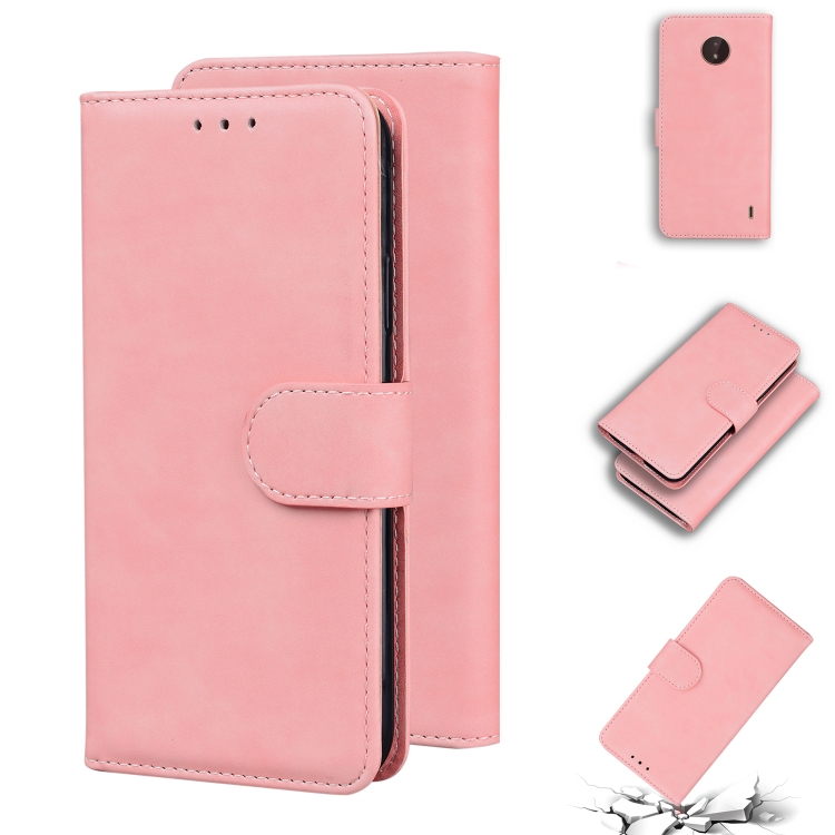 

For Nokia C20 / C10 Skin Feel Pure Color Flip Leather Phone Case(Pink)