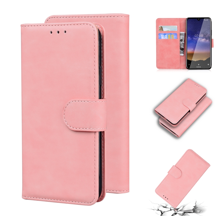 

For Nokia 2.2 Skin Feel Pure Color Flip Leather Phone Case(Pink)