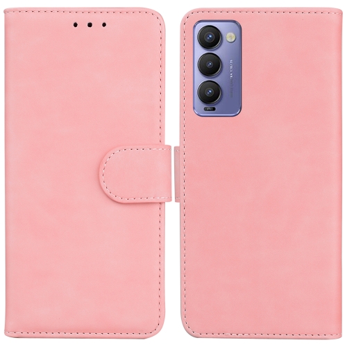 

For Tecno Camon 18 / 18P Skin Feel Pure Color Flip Leather Phone Case(Pink)