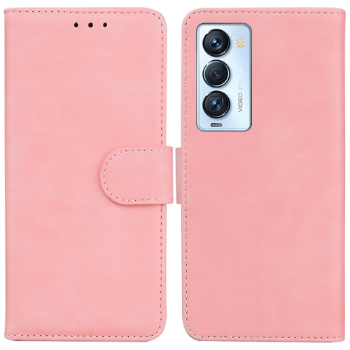 

For Tecno Camon 18 Premier Skin Feel Pure Color Flip Leather Phone Case(Pink)