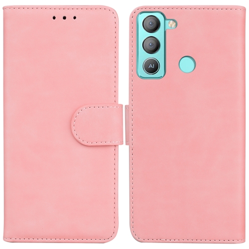 

For Tecno Pop 5 LTE BD4 Skin Feel Pure Color Flip Leather Phone Case(Pink)