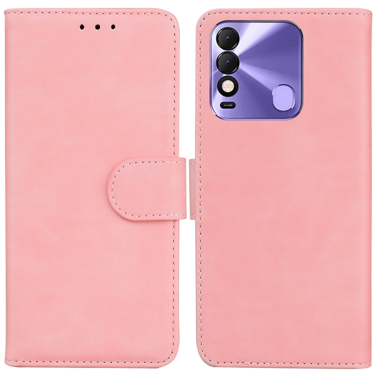 

For Tecno Spark 8 / 8T Skin Feel Pure Color Flip Leather Phone Case(Pink)