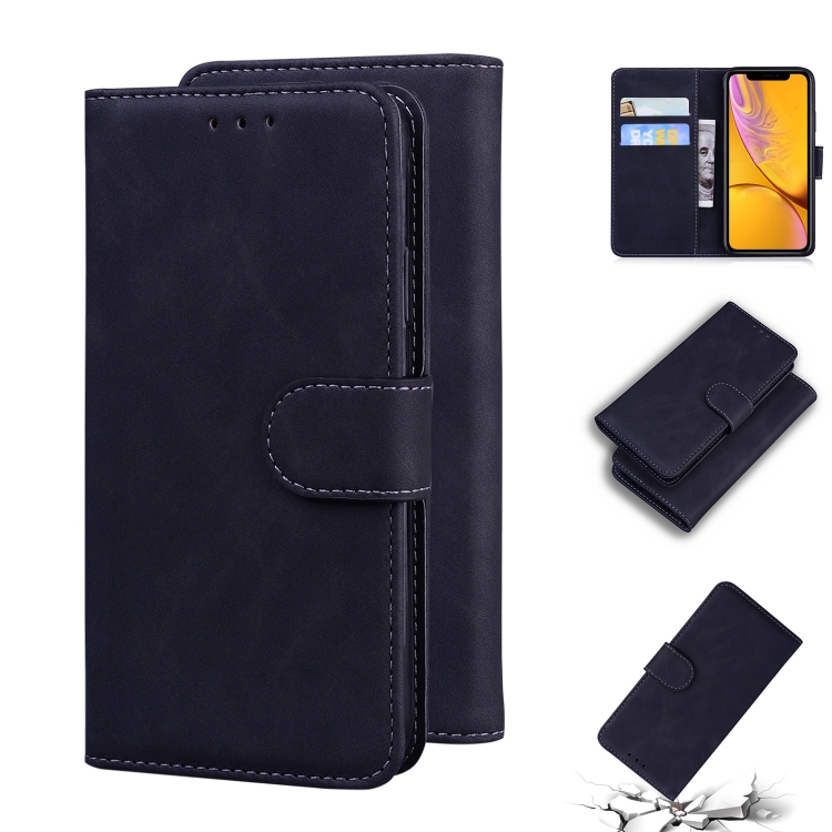 

For iPhone XR Skin Feel Pure Color Flip Leather Phone Case(Black)