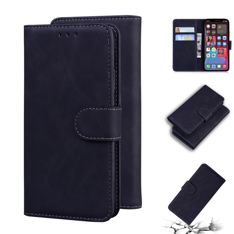

Skin Feel Pure Color Flip Leather Phone Case For iPhone 12 Pro(Black)