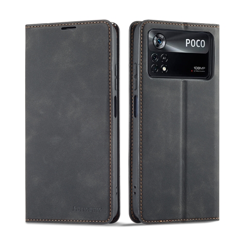 For Xiaomi Poco X4 Pro 5G Forwenw Dream Series Oil Edge Strong Magnetism Leather Phone Case(Black)