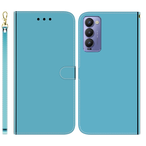 

For Tecno Camon 18 / 18P Imitated Mirror Surface Horizontal Flip Leather Phone Case(Blue)