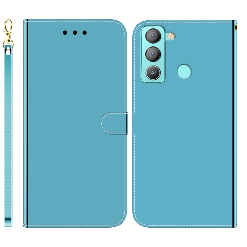 

For Tecno Pop 5 LTE BD4 Imitated Mirror Surface Horizontal Flip Leather Phone Case(Blue)