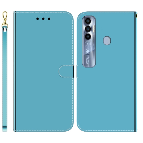 

For Tecno Spark 7 Pro Imitated Mirror Surface Horizontal Flip Leather Phone Case(Blue)