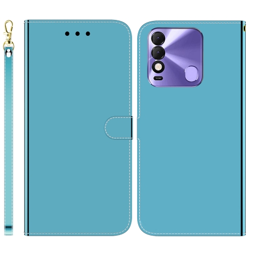 

For Tecno Spark 8 / 8T Imitated Mirror Surface Horizontal Flip Leather Phone Case(Blue)